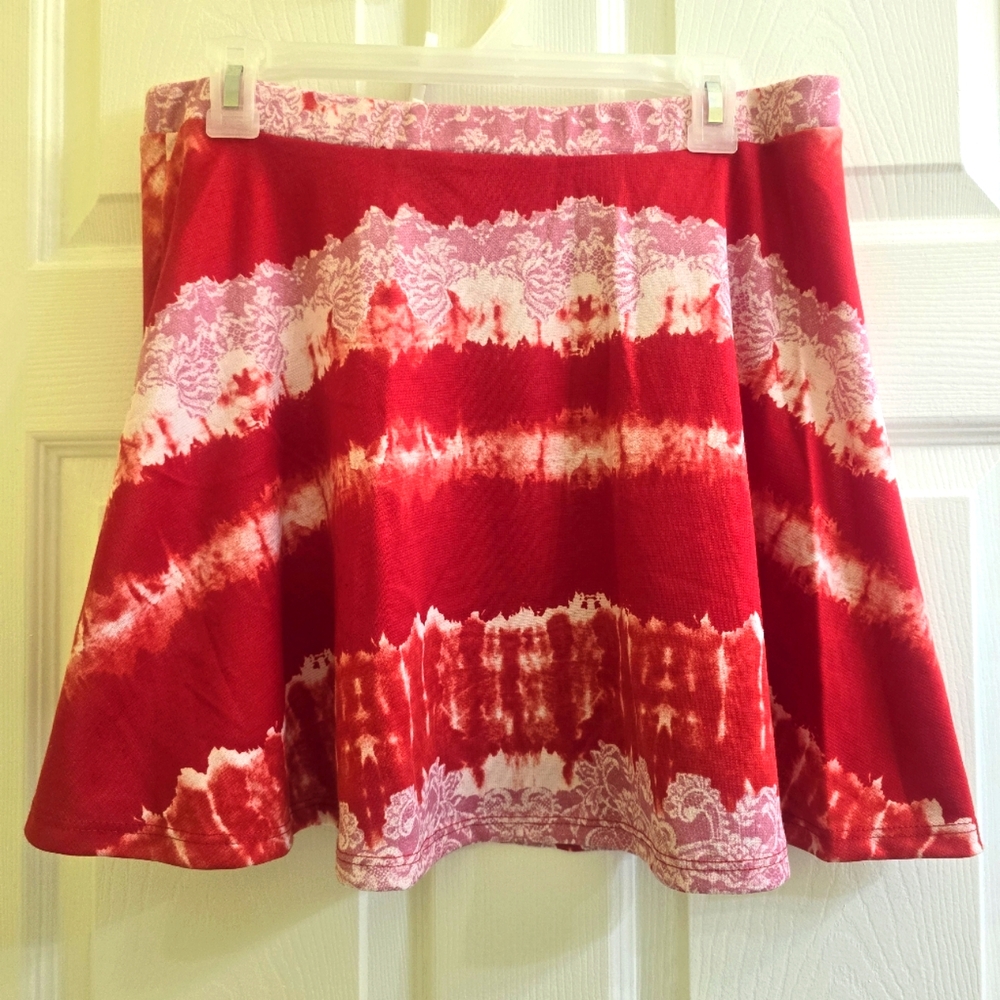 Wet Seal Womens XL Red Tye Dye Skirt